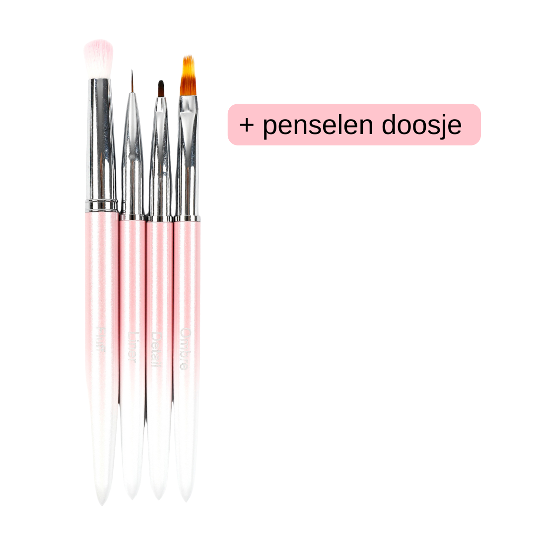 Nail art penseel | Set van 4 + doosje